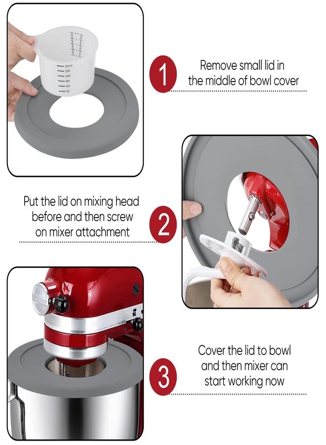 وعاء خلط من الفولاذ المقاوم للصدأ سعة 5 كوارت مع غطاء، متوافق مع خلاطات KitchenAid Artisan وClassic Series سعة 4.5-5 كوارت ذات الرأس المائل، غطاء وعاء الخلط لمنع انسكاب المكونات - Image 4